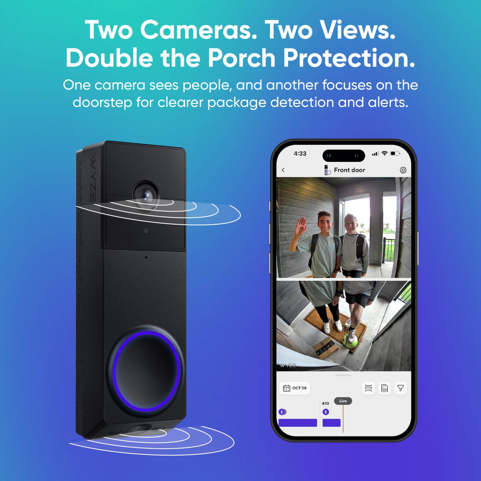 Dual, Battery-Powered Doorbell Camera - Image 3