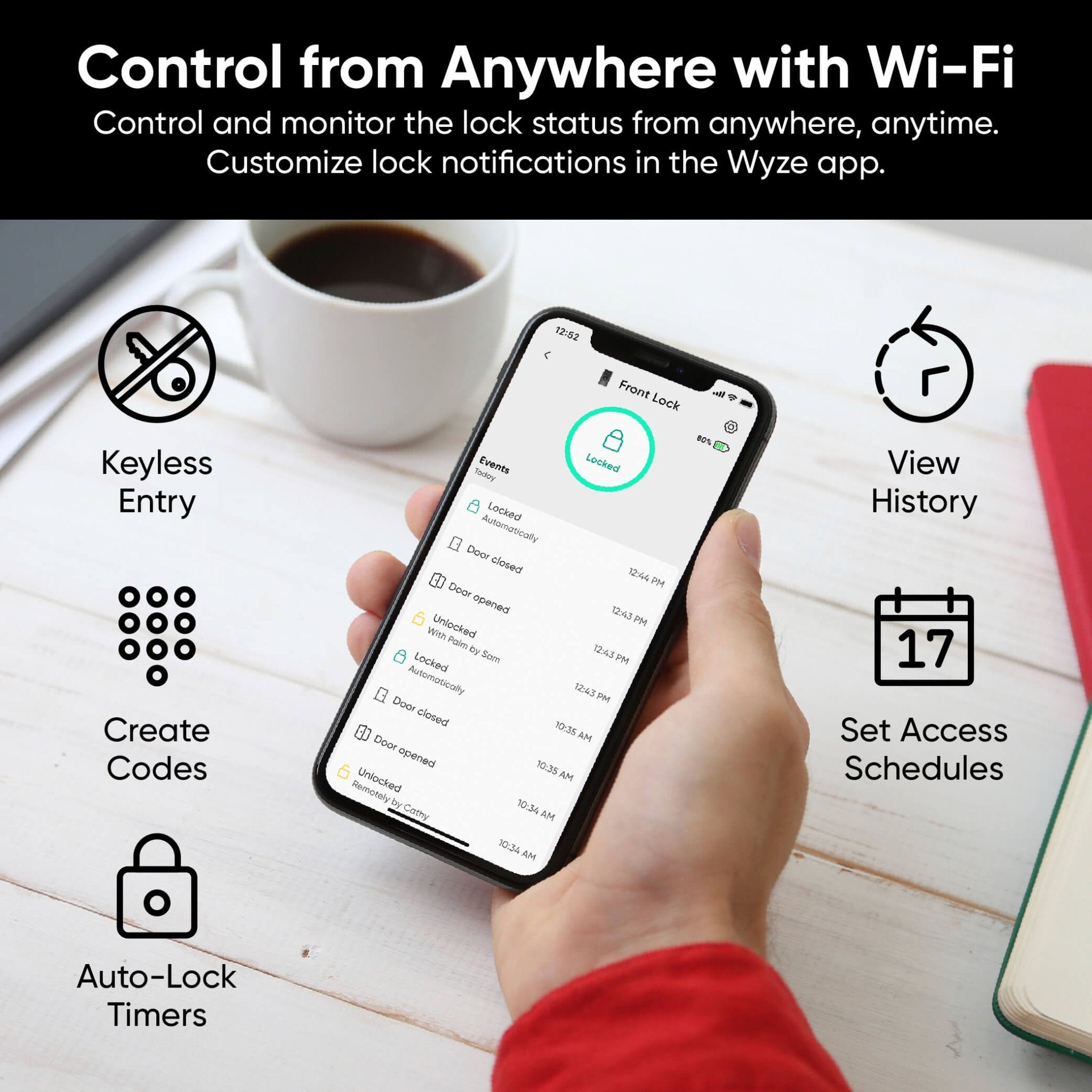 Wyze Palm Lock | Smart Palm Vein Door Lock with Wi-Fi - Image 13